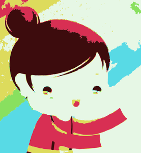 Cartoon portret van vector beeld van het iPodmeisje